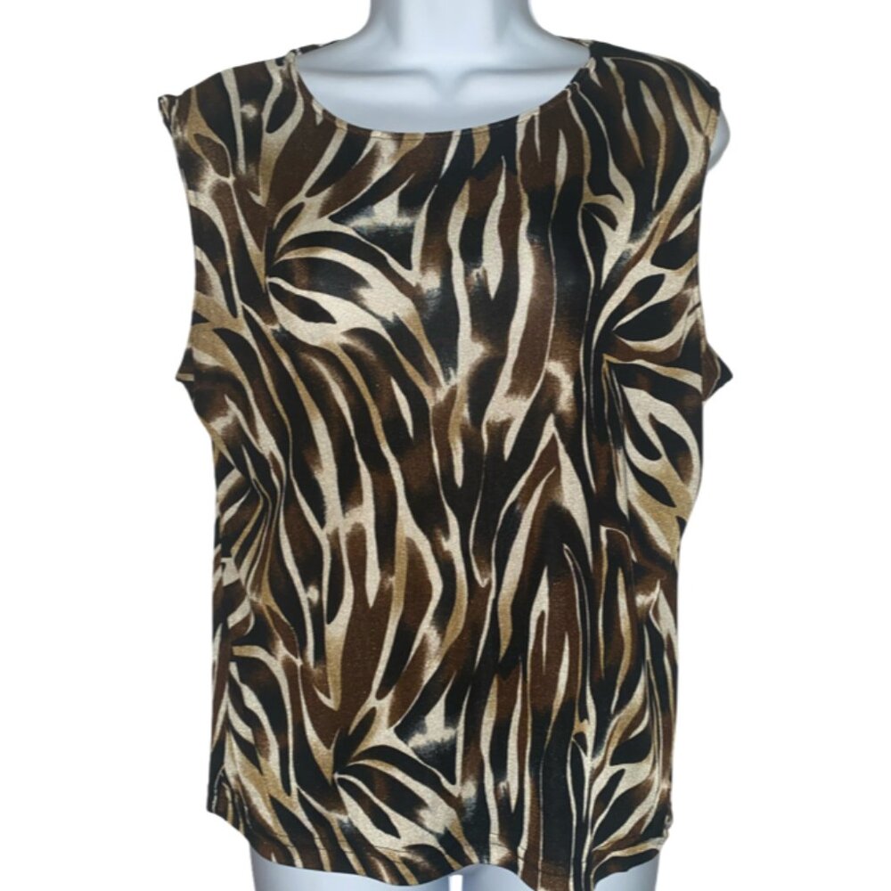 Sz.XL*JKLA*Brown/Tan Animal Print Sleeveless Blouse